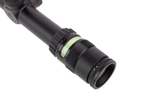 Trijicon TR24 Green 1-4x24mm illuminated rifle scope has an adjustable ocular ring for optimal reticle clarity